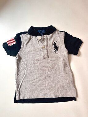 4T Polo Ralph Lauren Big Pony  Polo Shirt Grey & Black